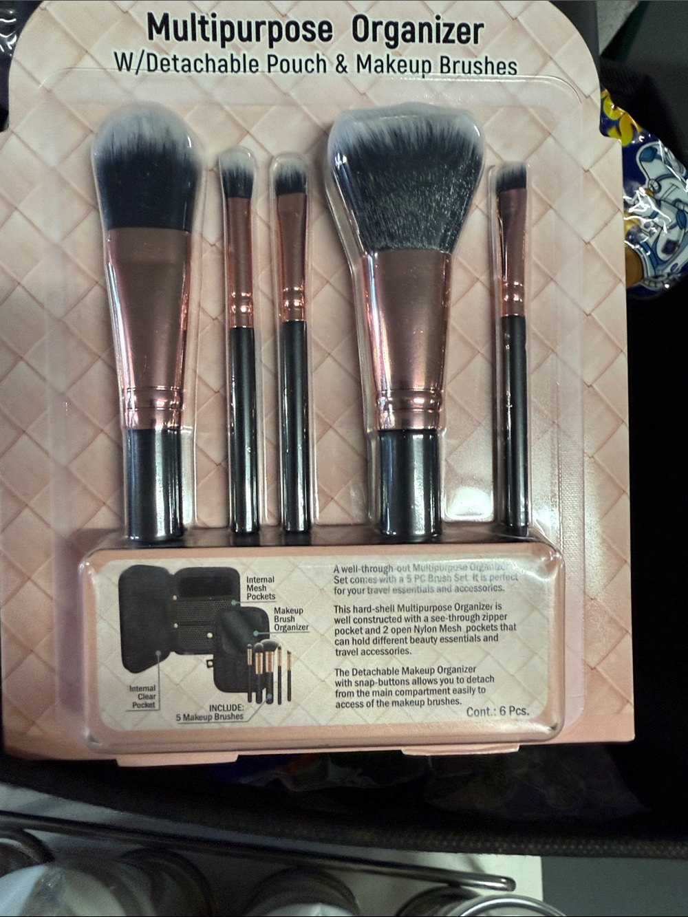 Multipurpose Organizer Makeup Brush Set - Rose Gold & Black